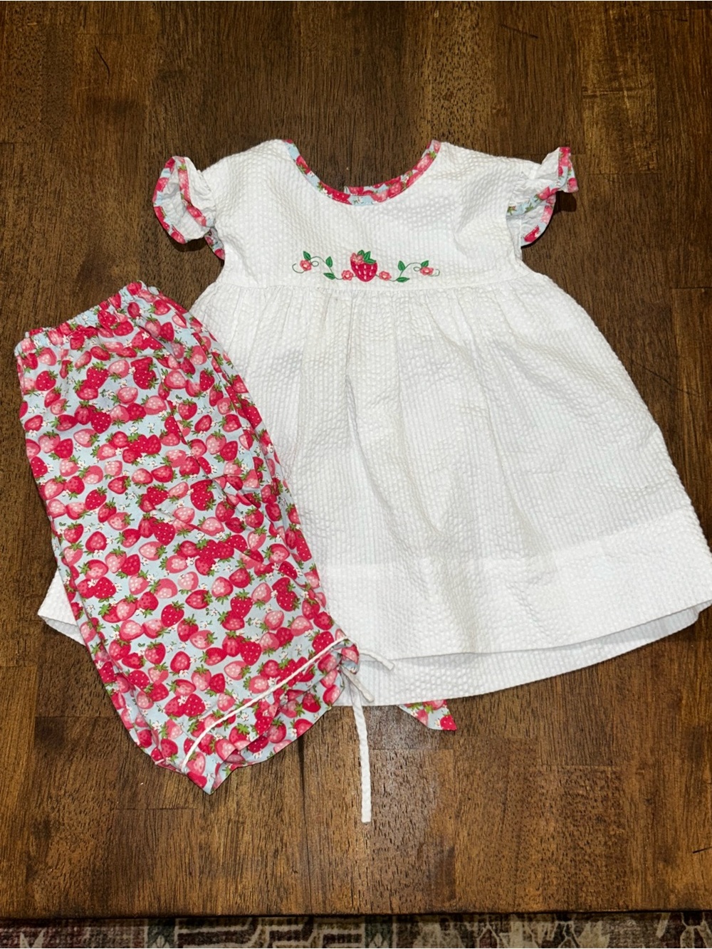 Petit Ami White Bottoms with Pink Floral Trim